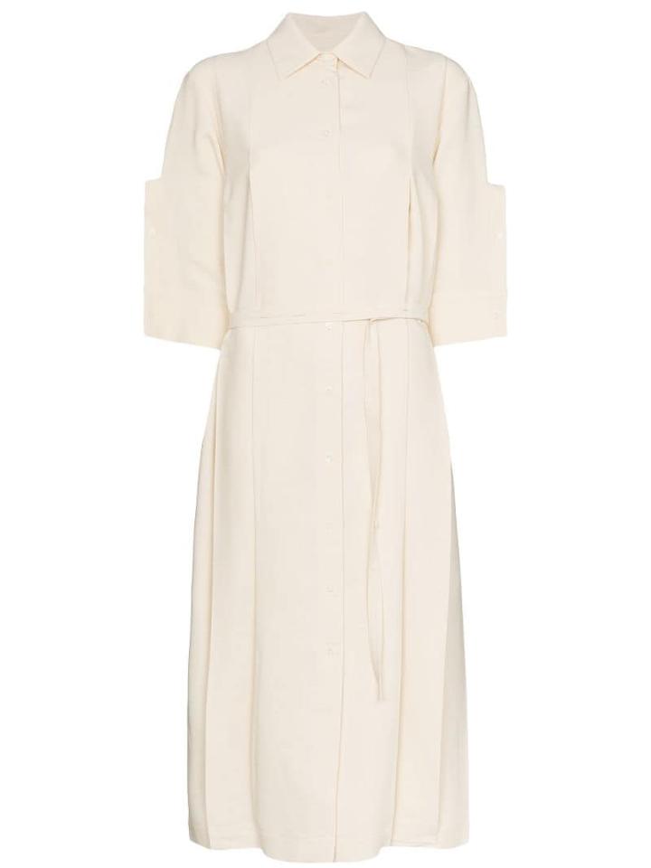 Jil Sander Pleated Shirt Dress - Neutrals