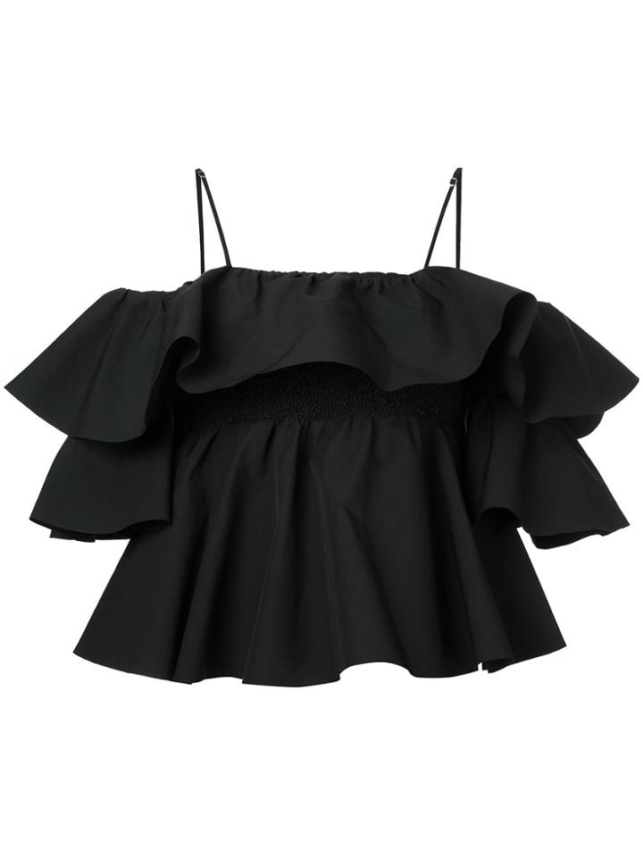 Msgm Tiered Ruffle Top - Black