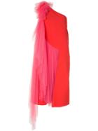 Delpozo Tulle One-shoulder Dress - Red