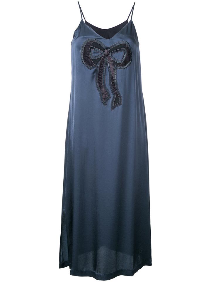 Muveil - Appliqué Bow Camisole Dress - Women - Cupro/triacetate - 38, Blue, Cupro/triacetate