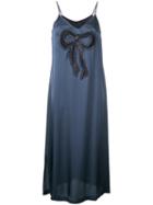 Muveil - Appliqué Bow Camisole Dress - Women - Cupro/triacetate - 38, Blue, Cupro/triacetate