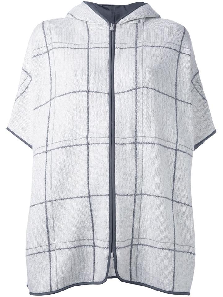 Brunello Cucinelli Knitted Zip-up Poncho, Women's, Size: Small, White, Cashmere