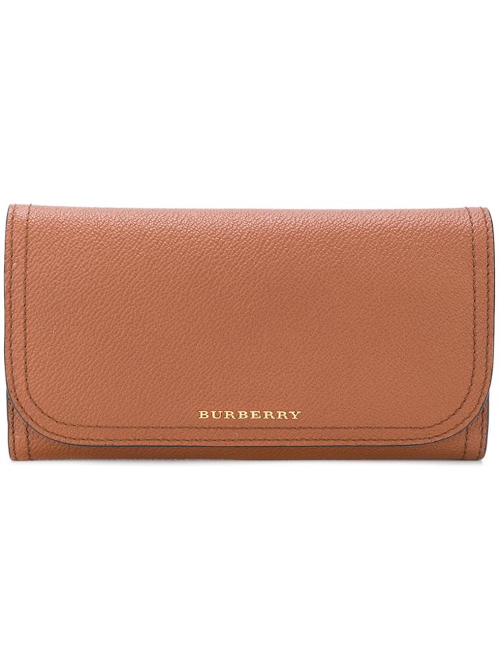 Burberry Two-tone Leather Continental Wallet And Coin Case - Brown