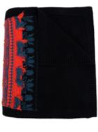 Barrie Cashmere Intarsia Scarf, Women's, Black, Cashmere
