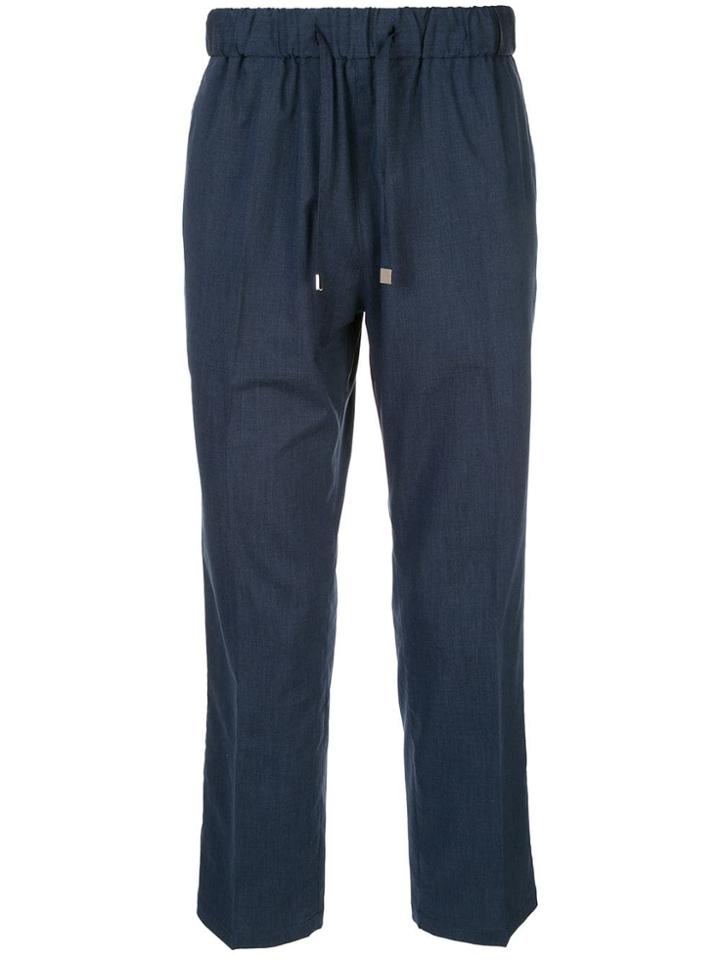 Loveless Drawstring Waist Straight Trousers - Blue