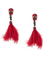 Ranjana Khan Embellished Drop Earrings - Red