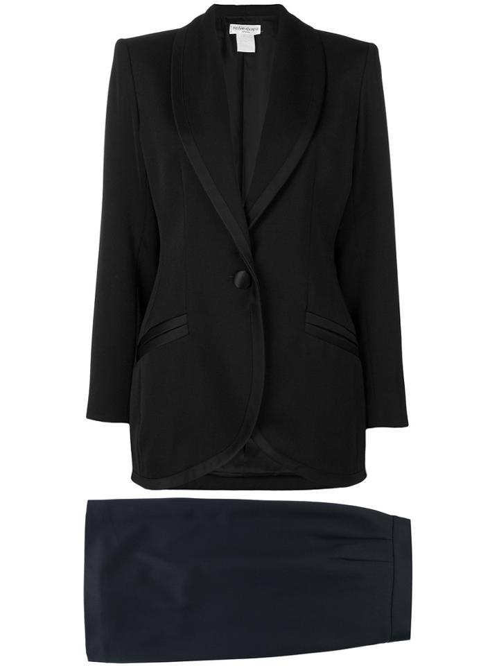 Yves Saint Laurent Vintage Shawl Lapel Skirt Suit - Black