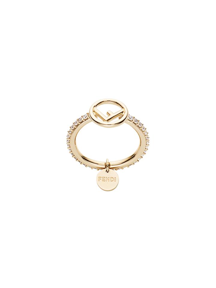 Fendi Embellished Logo Ring - Metallic