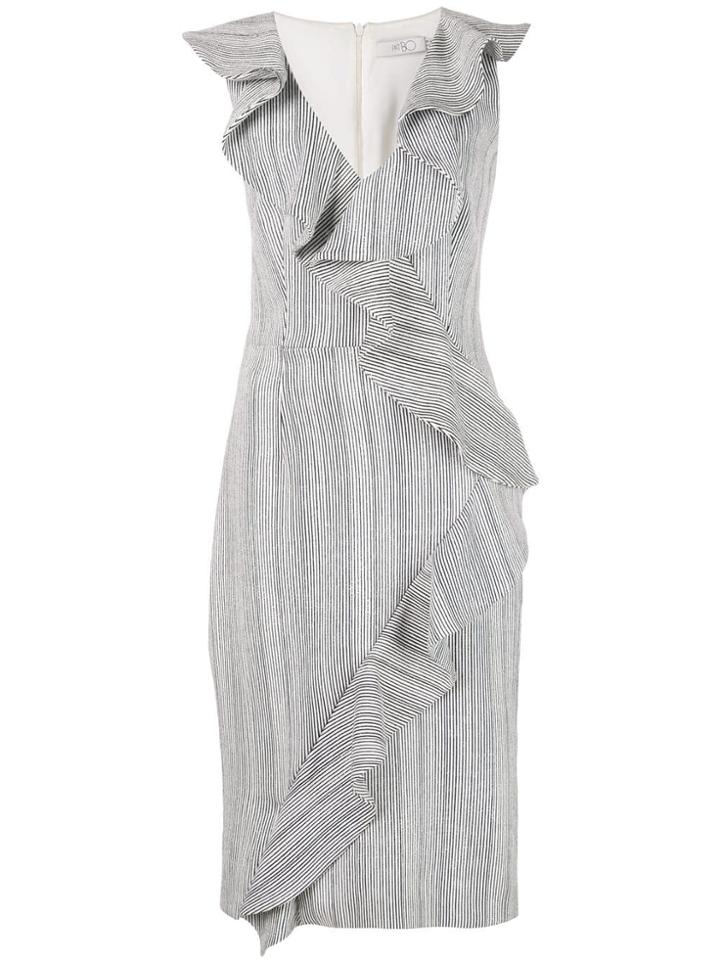 Patbo Striped Ruffle Midi Dress - Black