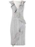 Patbo Striped Ruffle Midi Dress - Black