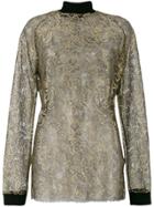 Astrid Andersen Lace Mesh Embellished Top - Metallic