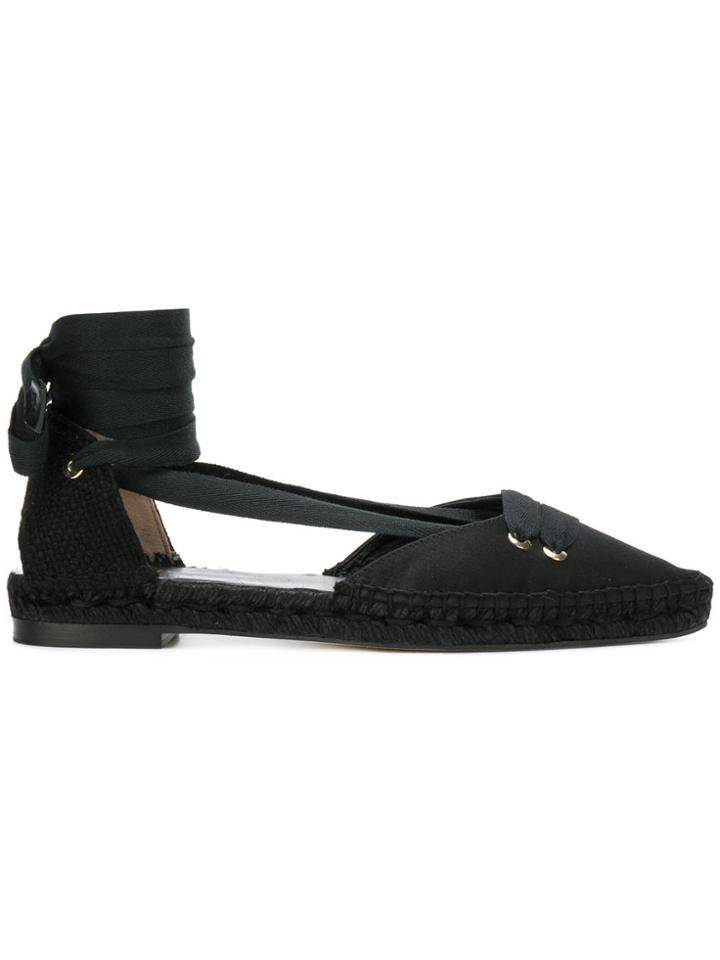 Manolo X Castaner Flat Lace-up Espadrilles - Black