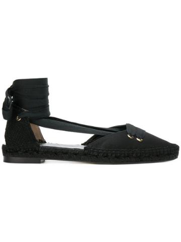 Manolo X Castaner Flat Lace-up Espadrilles - Black
