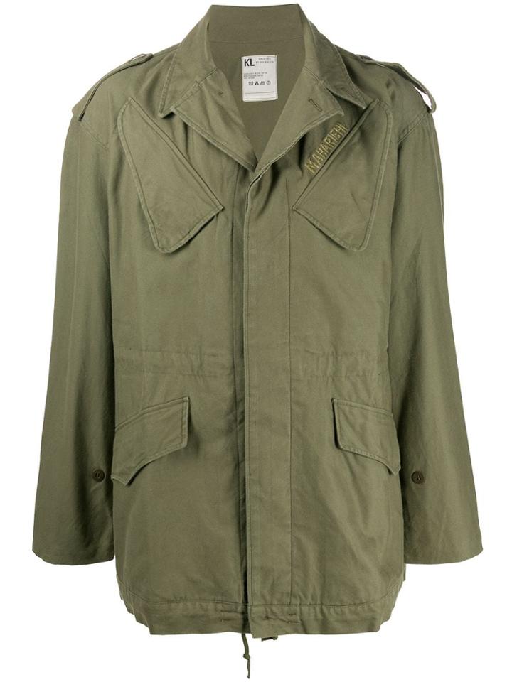 Maharishi Logo Embroidered Parka Coat - Green