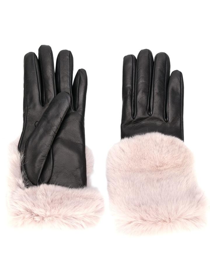 Gala Gloves Fur-trim Gloves - Black