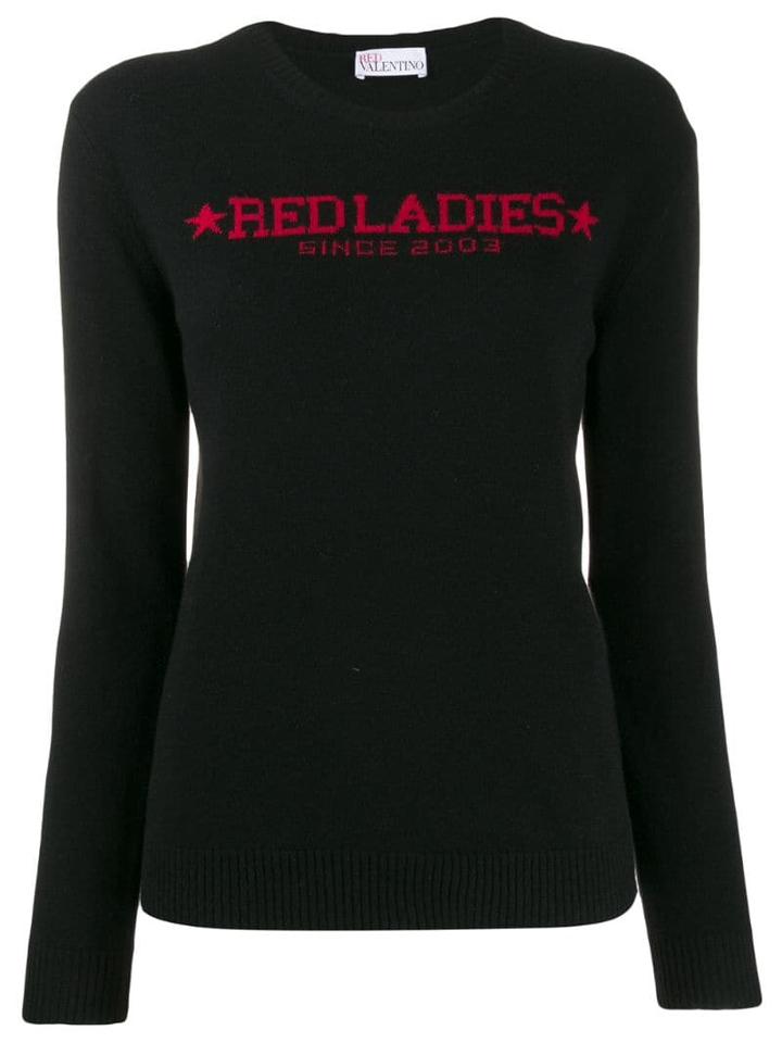 Red Valentino Logo Knitted Jumper - Black