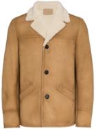 Prada Long Sleeve Shearling Single Breast Jacket - Nude & Neutrals