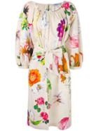 Blumarine - Floral Print Belted Dress - Women - Cotton/spandex/elastane - 40, Nude/neutrals, Cotton/spandex/elastane