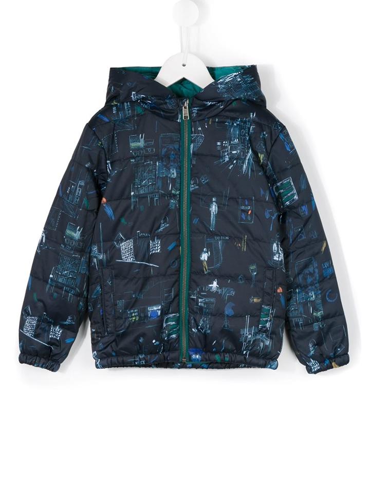 Paul Smith Junior Sketch Print Padded Parka, Boy's, Size: 10 Yrs, Blue
