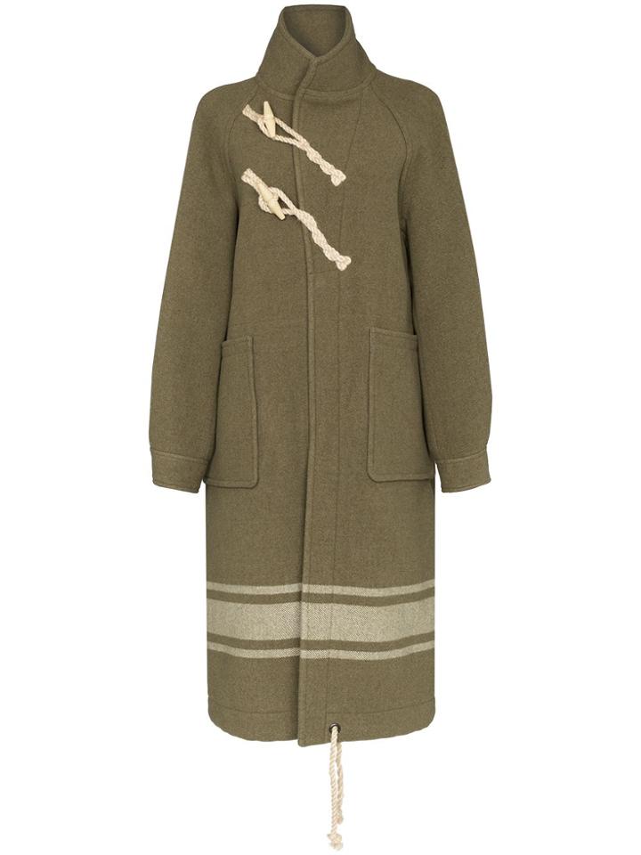 Hyke High Neck Duffle Coat - Green