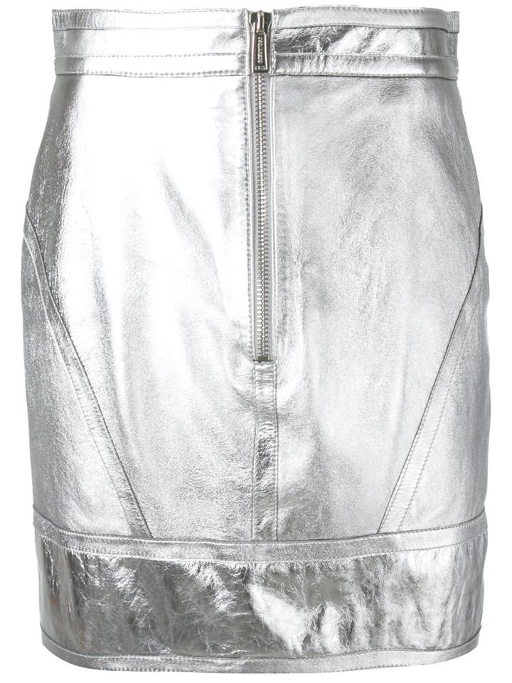 Dsquared2 - Metallic (grey) Mini Skirt - Women - Goat Skin/polyester - 40, Goat Skin/polyester