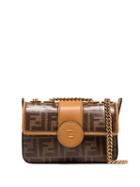 Fendi Small Double F Shoulder Bag - Brown