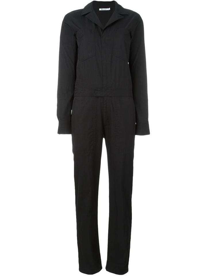 T By Alexander Wang Longsleeved Jumpsuit, Women's, Size: 2, Black, Cotton/nylon