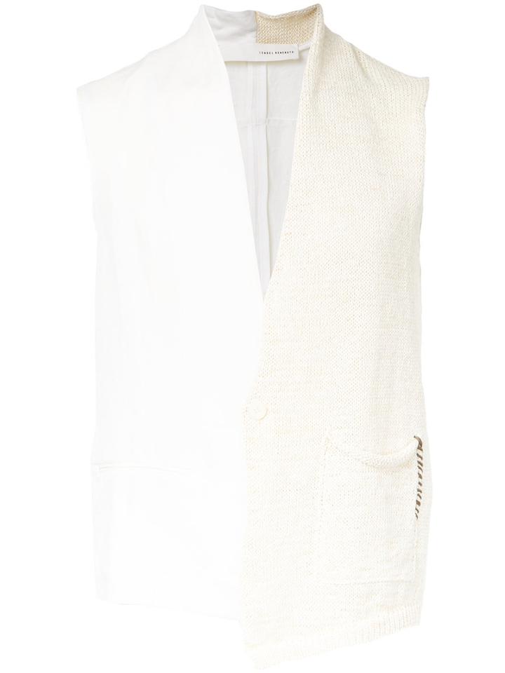 Isabel Benenato Half Knitted Gilet, Men's, Size: 50, White, Linen/flax