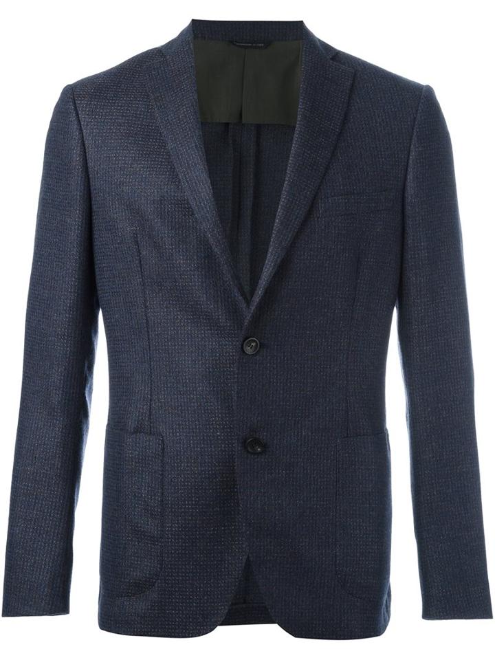 Tonello Two Button Blazer, Men's, Size: 48, Blue, Silk/viscose/cashmere/wool