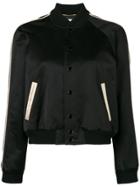 Saint Laurent Embellished Back Cropped Bomber Jacket - Black