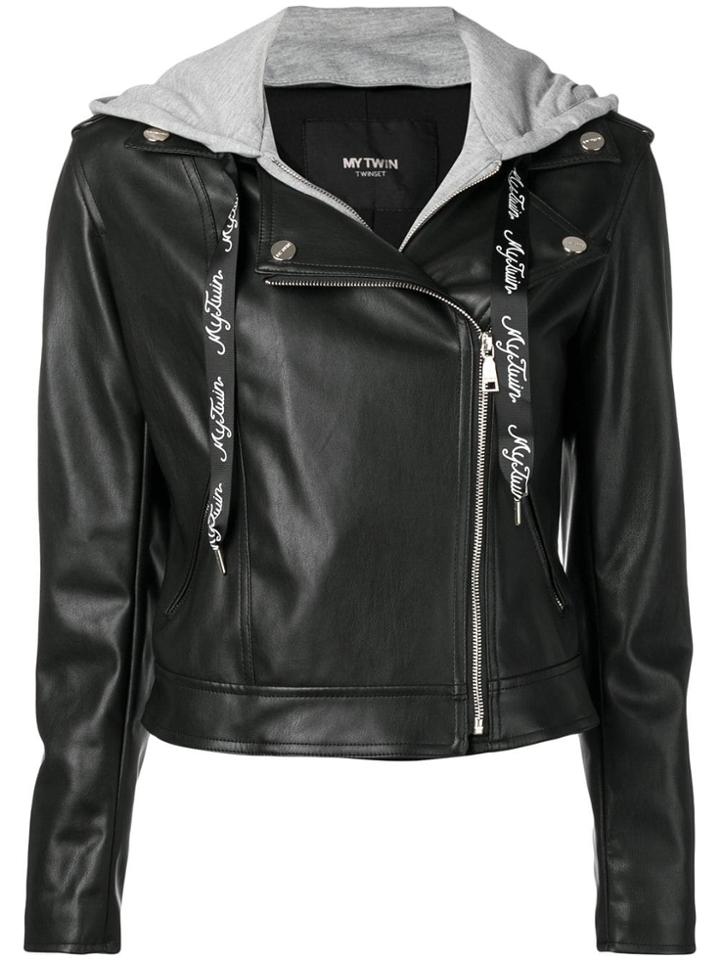 Twin-set Hooded Biker Jacket - Black