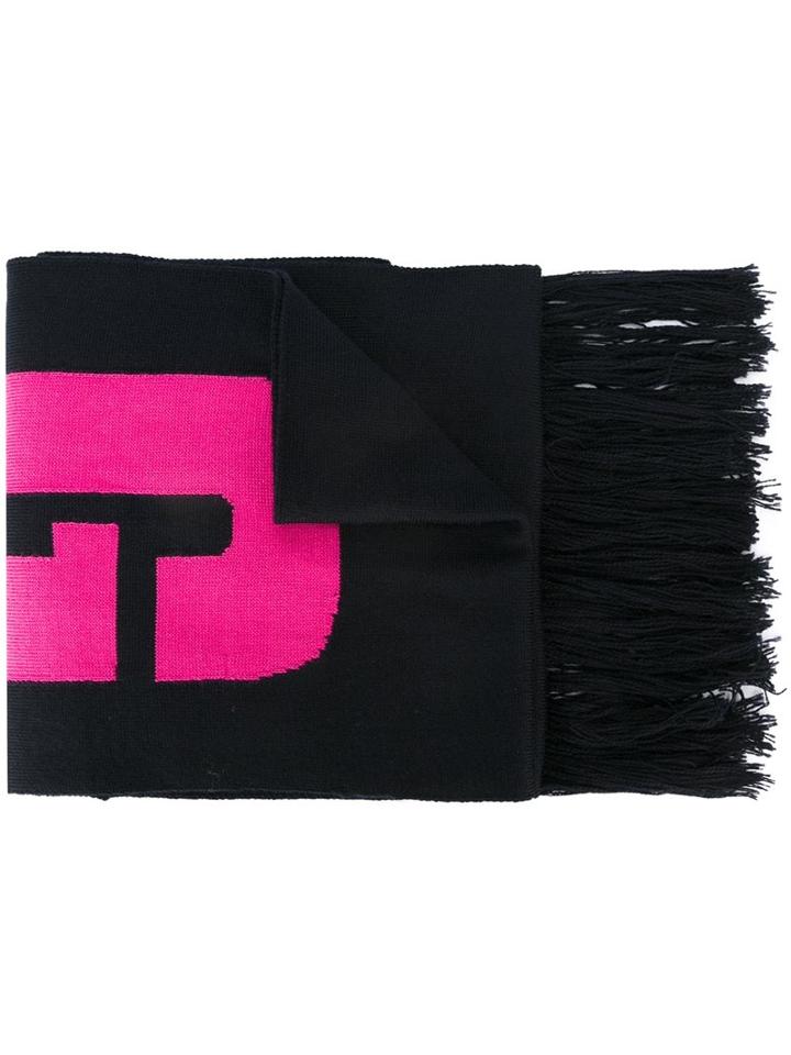 Msgm Kids Logo Intarsia Scarf, Girl's, Blue