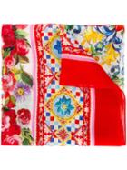 Dolce & Gabbana Kids 'carretto Con Rose' Scarf, Girl's, Red