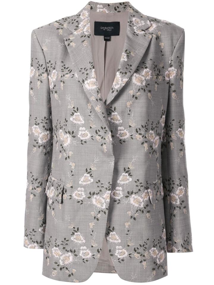 Giambattista Valli Floral Embroidered Blazer - Grey