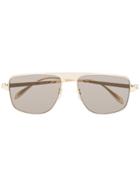 Alexander Mcqueen Eyewea Square Shaped Sunglasses - Gold