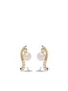 Yoko London 18kt Yellow Gold And Fresh Water Pearl Diamond Earrings