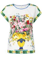 Dolce & Gabbana - Floral Print Top - Women - Cotton - 42, White, Cotton