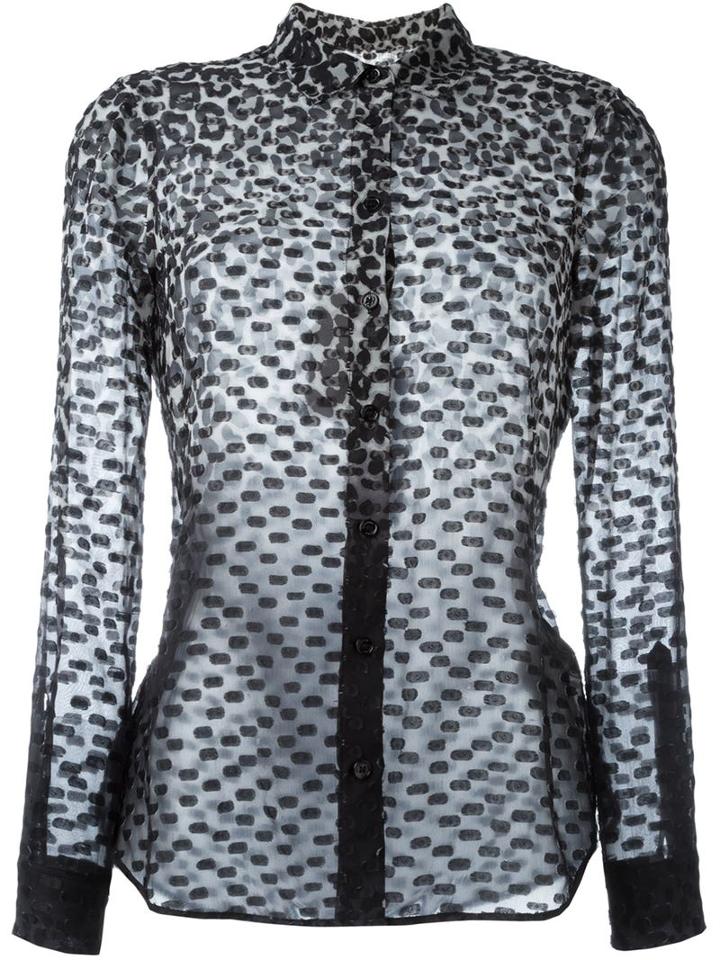 Burberry London Leopard Print Devoré Shirt, Women's, Size: 4, Grey, Silk/polyester