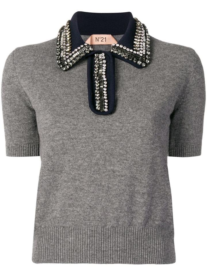 No21 Knitted Polo Shirt - Grey