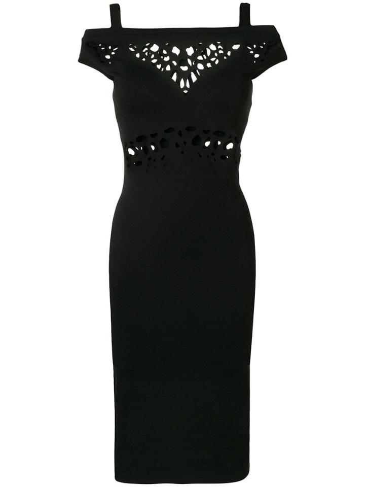 Murmur Cut-detail Fitted Midi Dress - Black