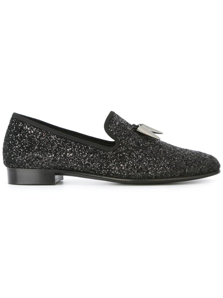 Giuseppe Zanotti Design Spacey Glitter Slippers - Black