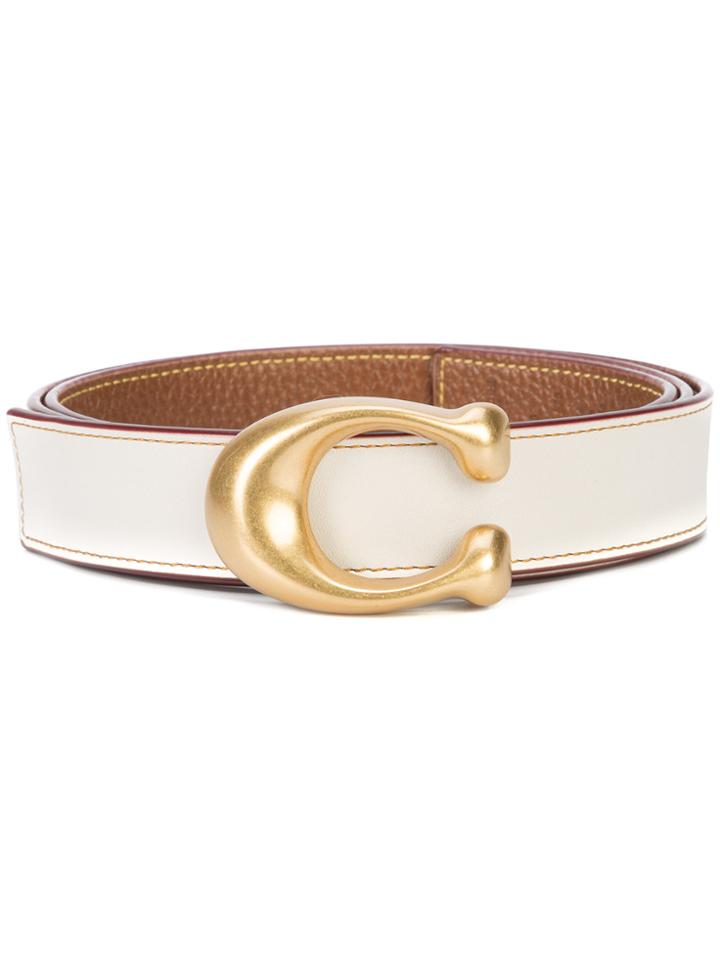 Coach Sculpted C Reversible Belt - White