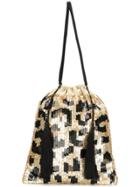 Attico Sequined Leopard Pouch Bag - Nude & Neutrals