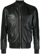 Ps By Paul Smith Leather Bomber Jacket - Black