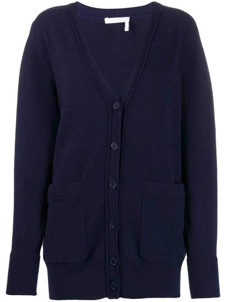 Chloé V-neck Knit Cardigan - Blue