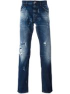 Dolce & Gabbana Ripped Detail Jeans, Men's, Size: 44, Blue, Cotton