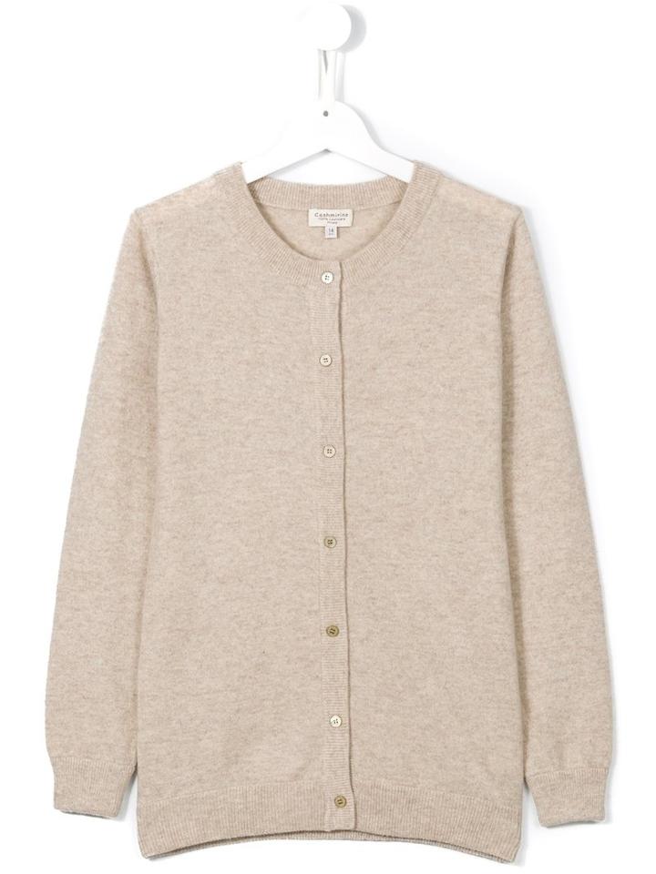 Cashmirino - Round Neck Cardigan - Kids - Cashmere - 16 Yrs, Nude/neutrals
