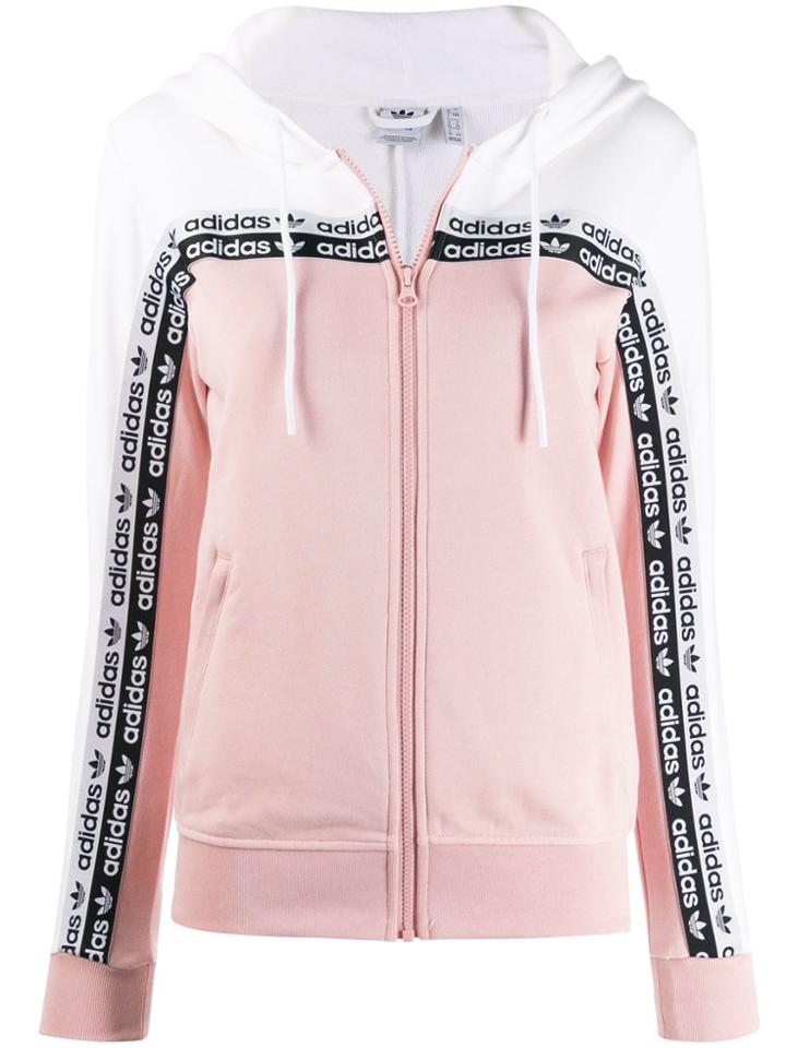 Adidas Tape Track Logo Hoodie - Pink