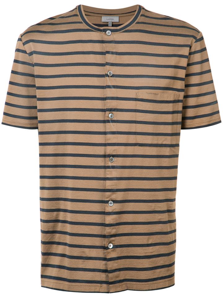 Lanvin Striped Polo Shirt - Brown