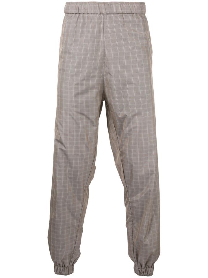 Astrid Andersen - Checked Jogging Trousers - Men - Polyester - L, Brown, Polyester